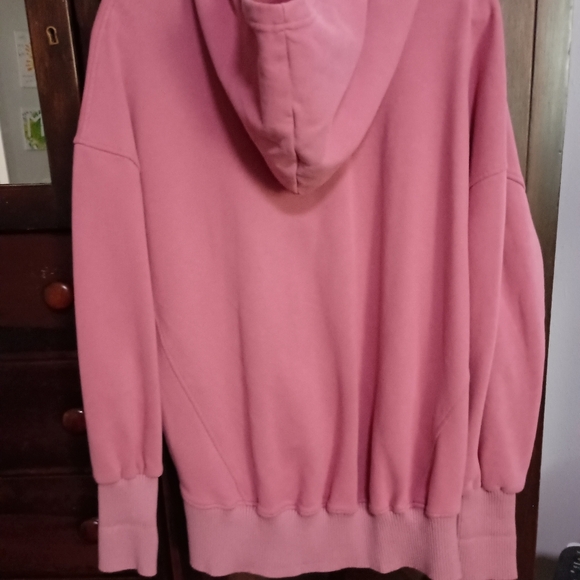 Pink Button Front Ribbed Trim Maternity Hooded Sweatshirt - Picture 5 of 11